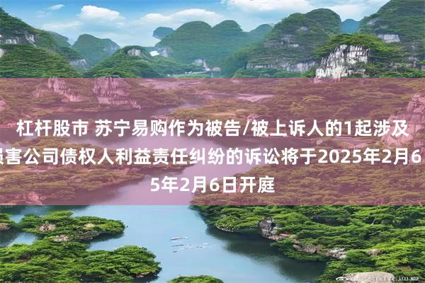 杠杆股市 苏宁易购作为被告/被上诉人的1起涉及股东损害公司债权人利益责任纠纷的诉讼将于2025年2月6日开庭